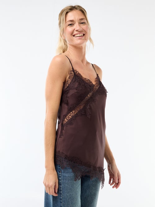 Top satinato con pizzo - Kiabi