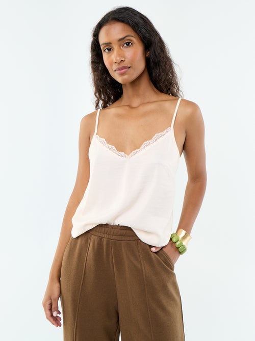 Top satiné avec dentelle - Kiabi