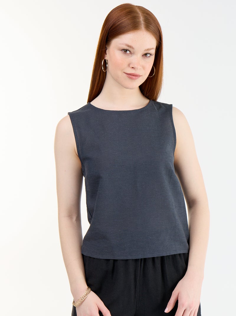 Top senza maniche con scollo rotondo Blu - Kiabi