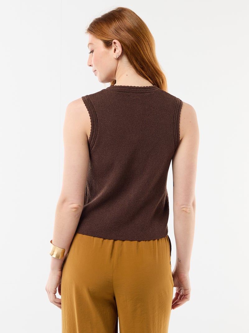 Top smanicato con bottoni dorati Marrone - Kiabi