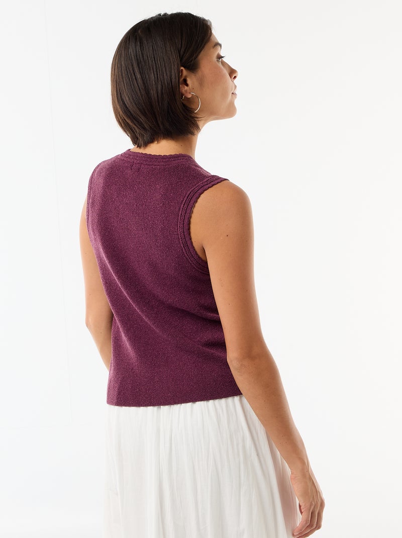 Top smanicato con bottoni dorati Viola - Kiabi