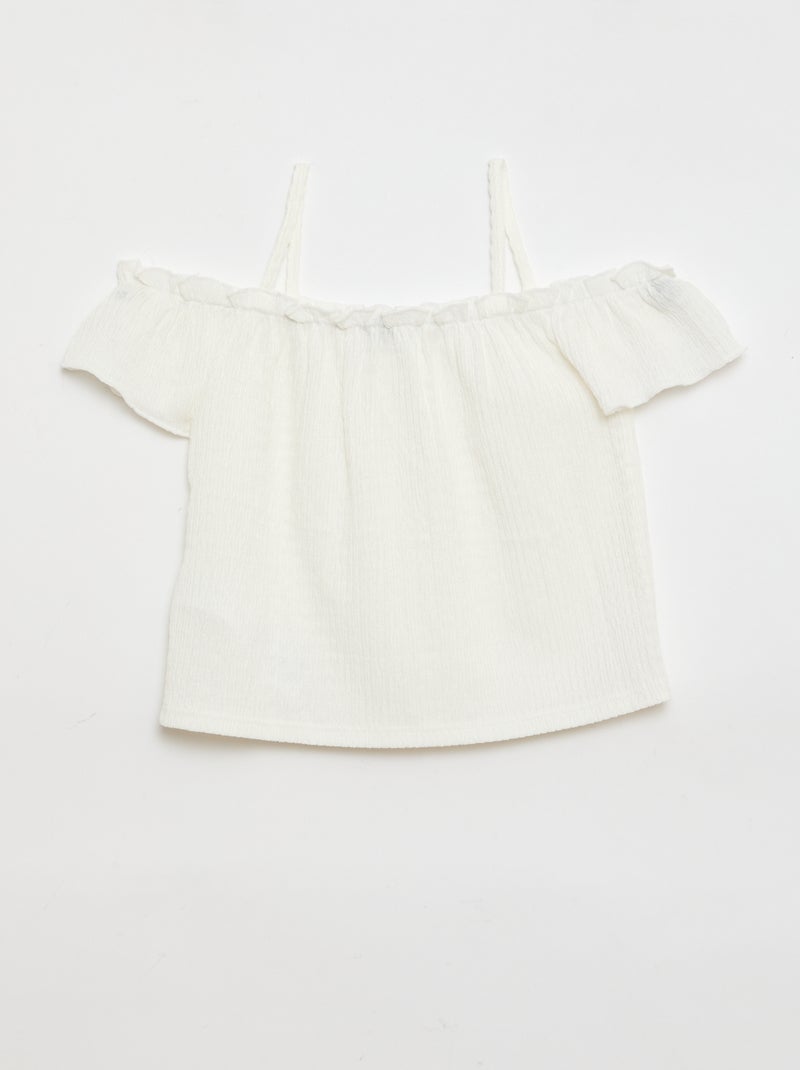 Top smocké à fines bretelles Blanc - Kiabi