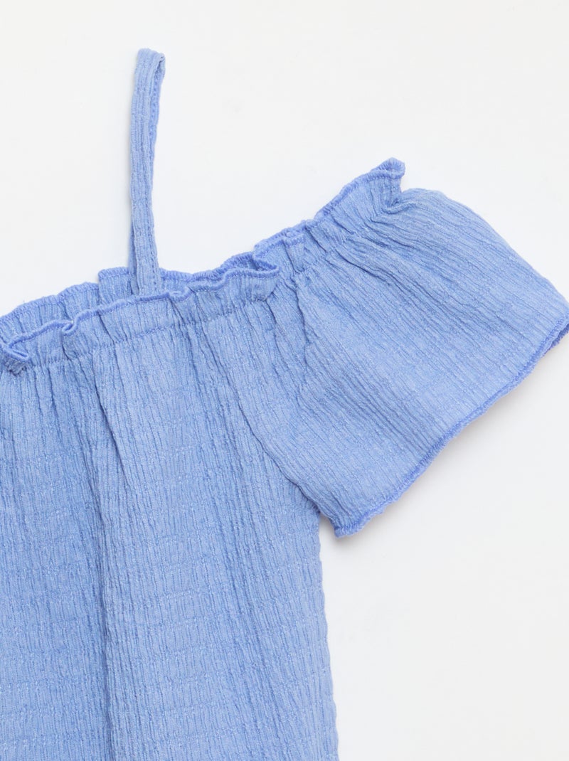 Top smocké à fines bretelles Bleu - Kiabi