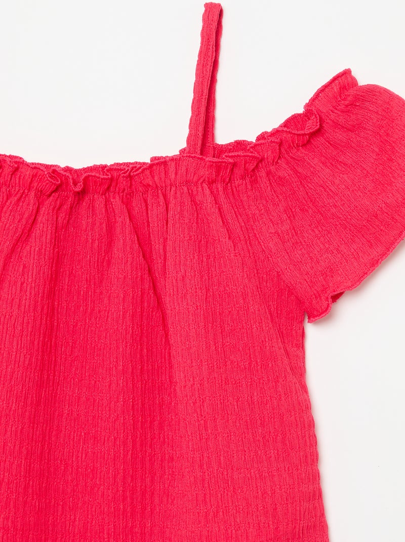 Top smocké à fines bretelles Rose - Kiabi