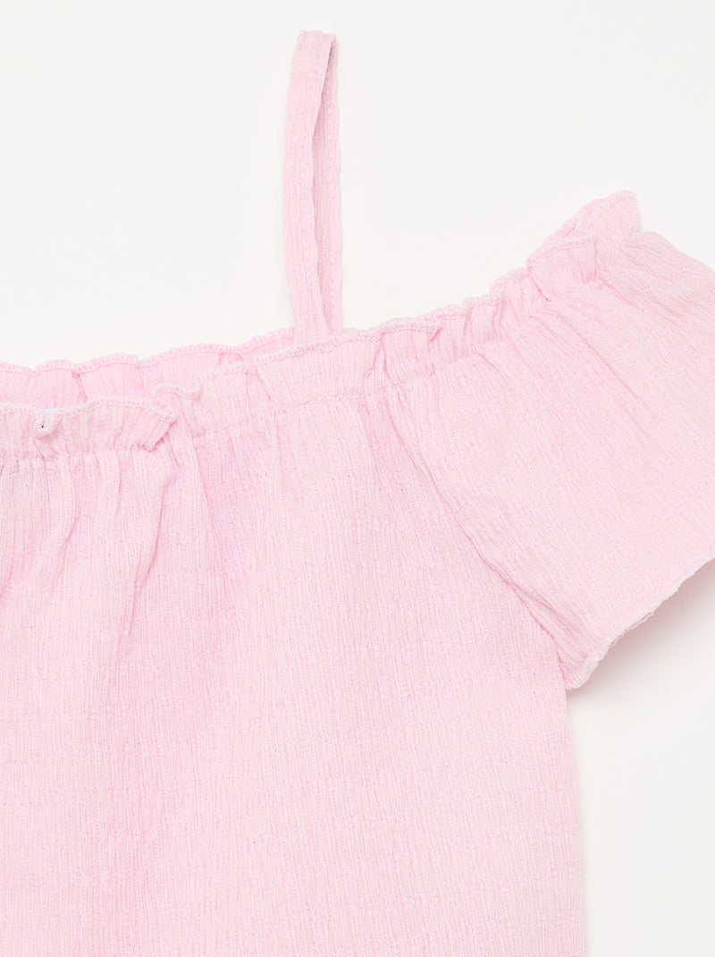 Top smocké à fines bretelles Rose - Kiabi