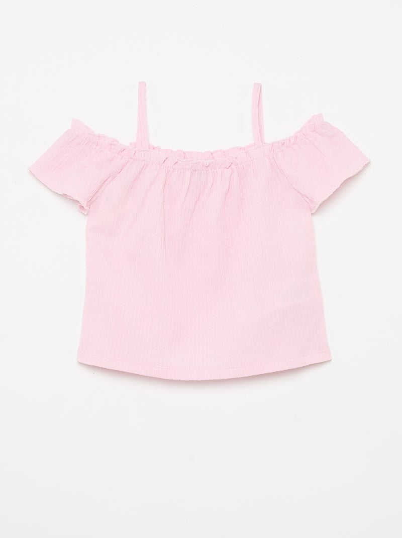 Top smocké à fines bretelles Rose - Kiabi