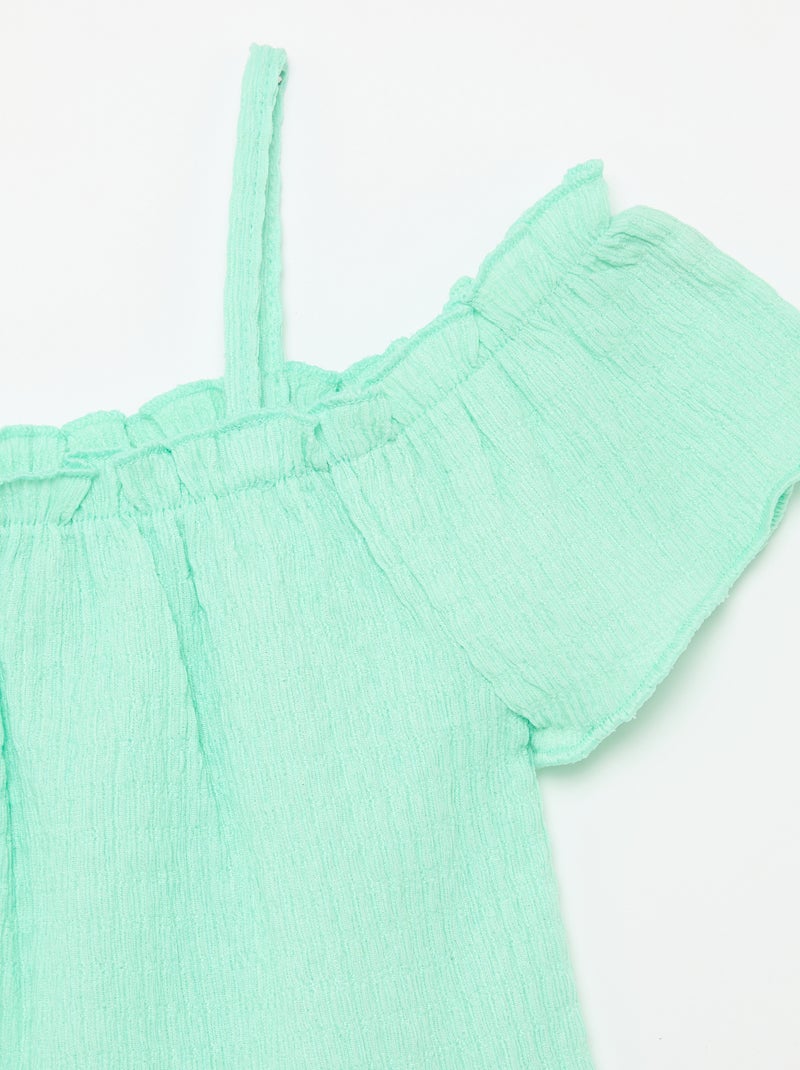 Top smocké à fines bretelles Vert - Kiabi