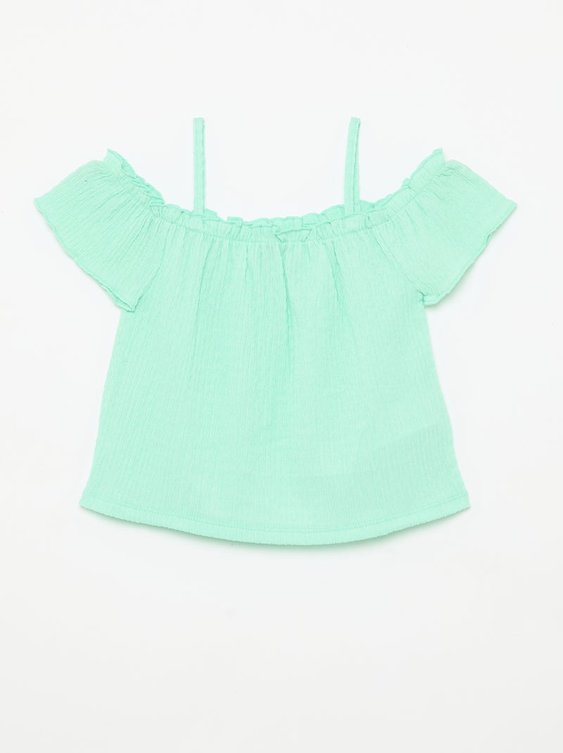 Top smocké à fines bretelles Vert - Kiabi