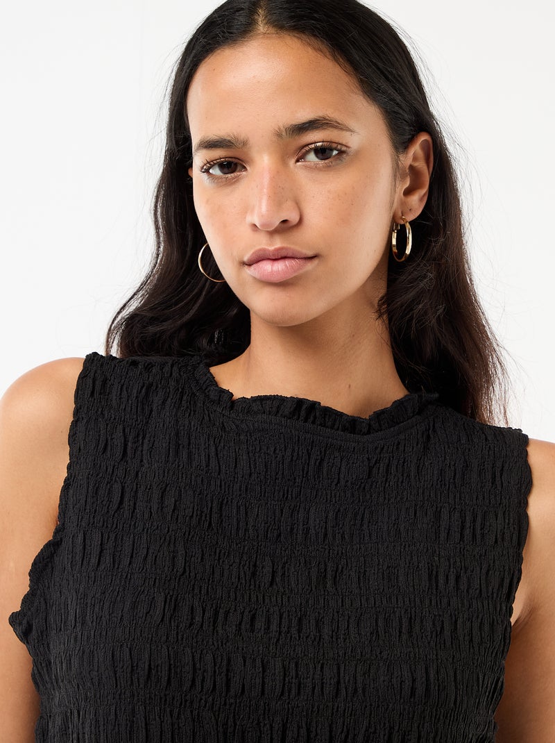 Top smocké sans manches Noir - Kiabi