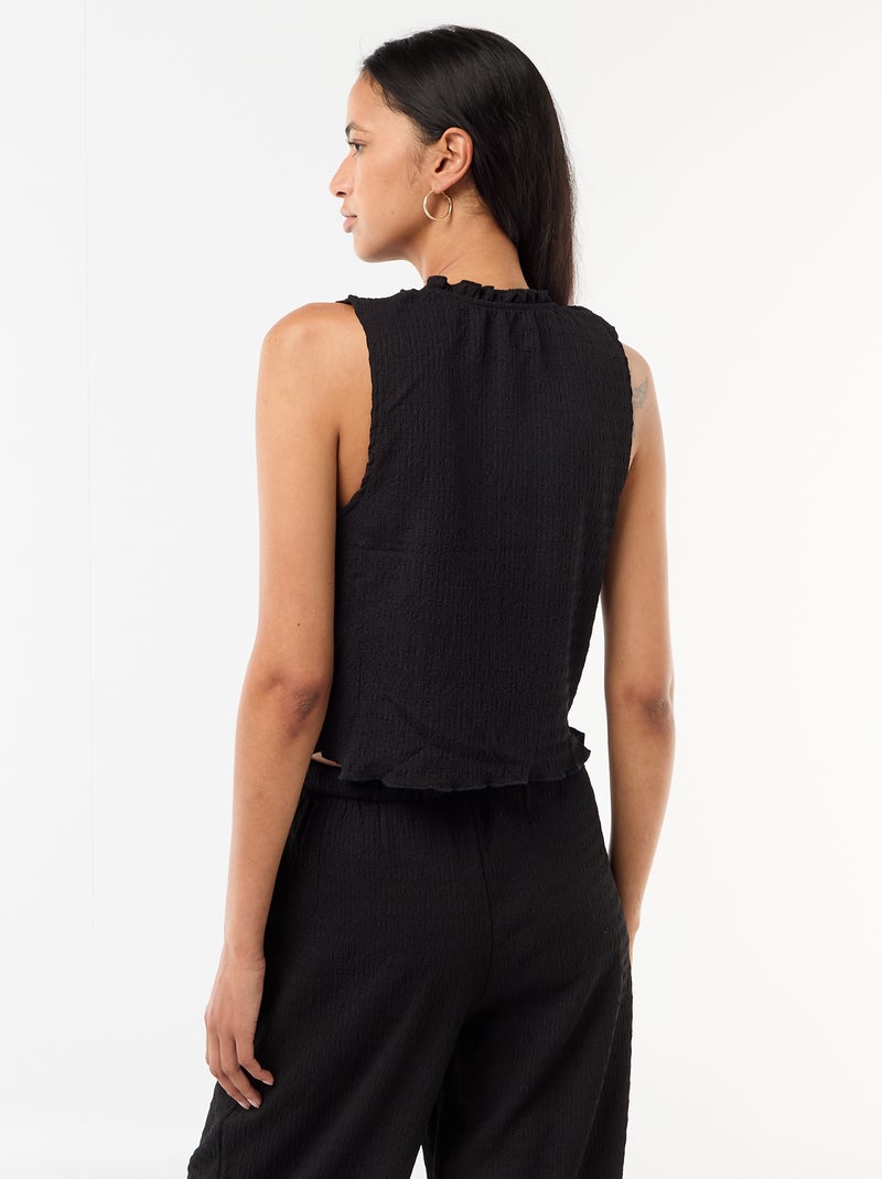 Top smocké sans manches Noir - Kiabi