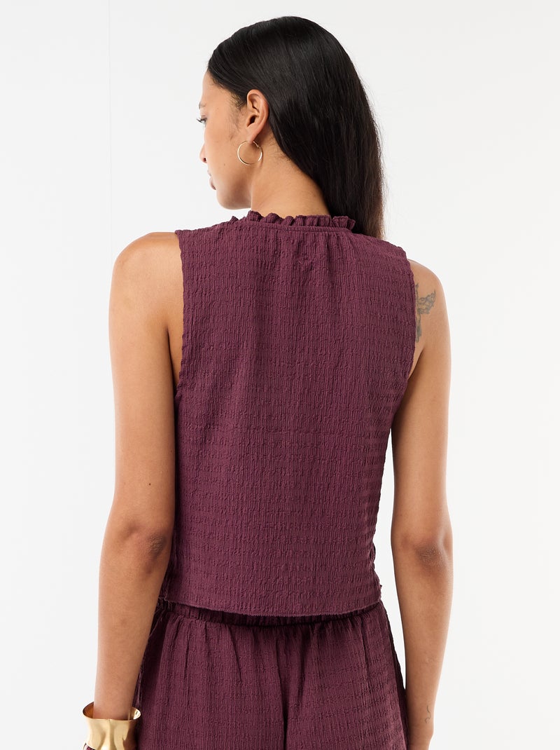 Top smocké sans manches Violet - Kiabi