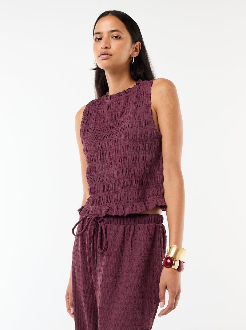 Top smocké sans manches Violet - Kiabi