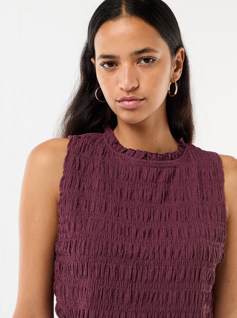 Top smocké sans manches Violet - Kiabi