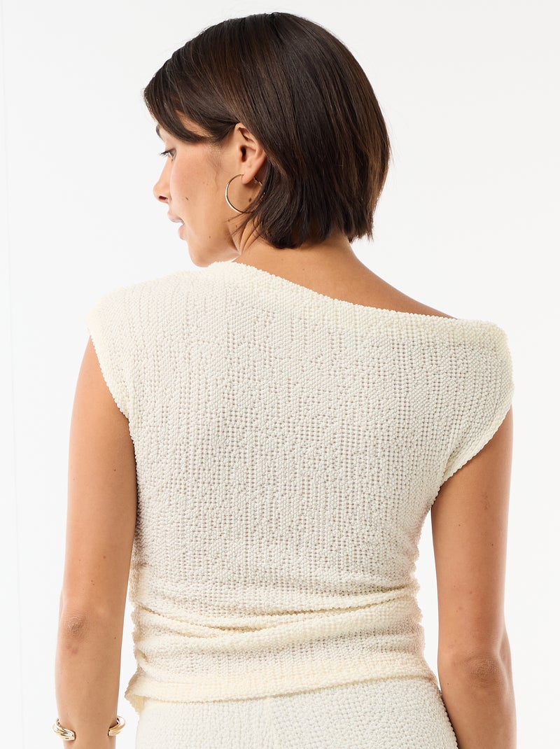 Top stretch uni asymétrique sans manches Blanc - Kiabi