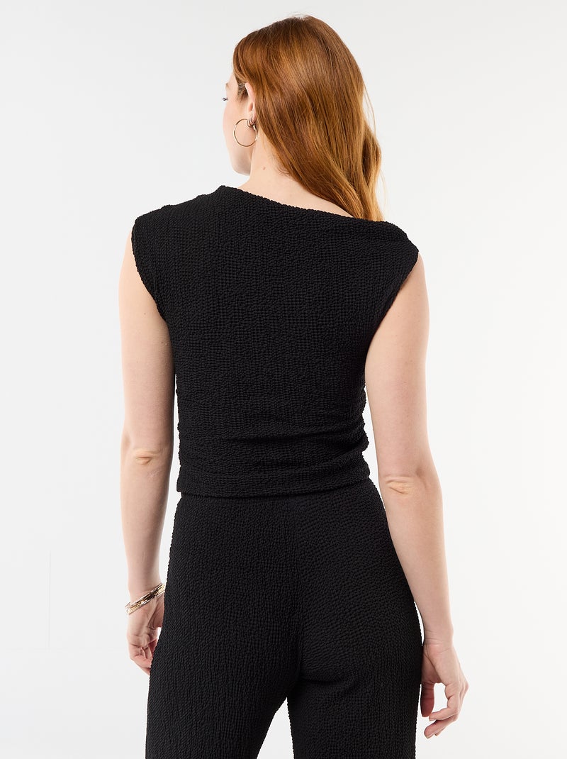 Top stretch uni asymétrique sans manches Noir - Kiabi