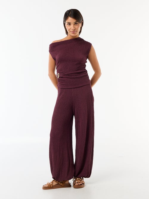 Top stretch uni asymétrique sans manches - Kiabi