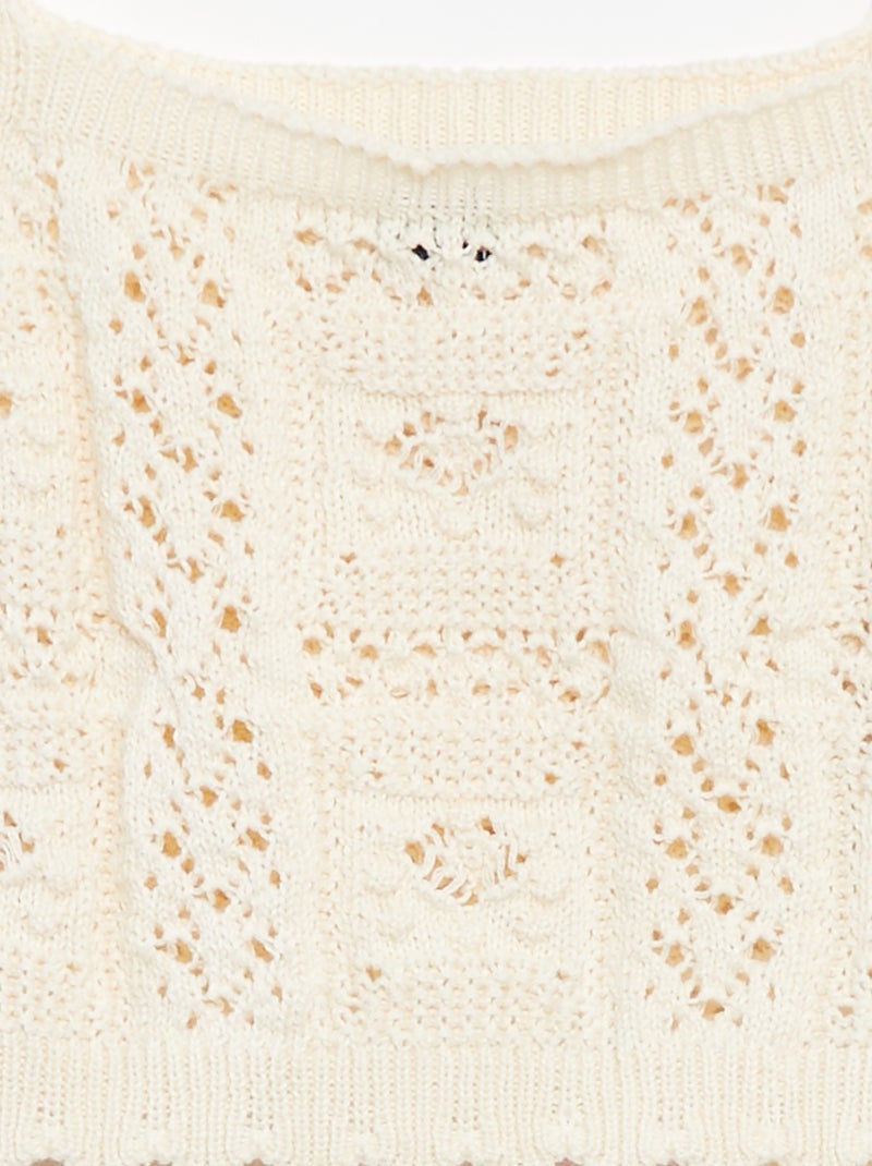 Top uni en crochet BLANC - Kiabi