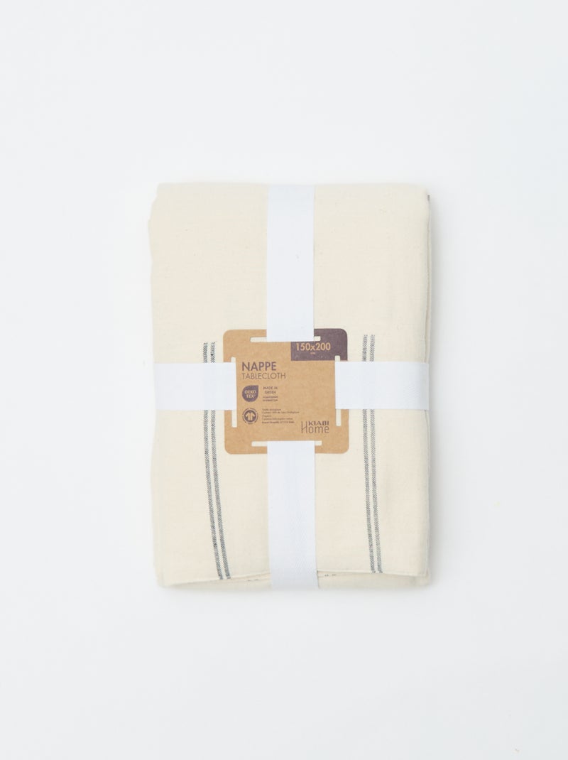 Tovaglia a righe in cotone (150x200 cm) - Kiabi Home Beige - Kiabi
