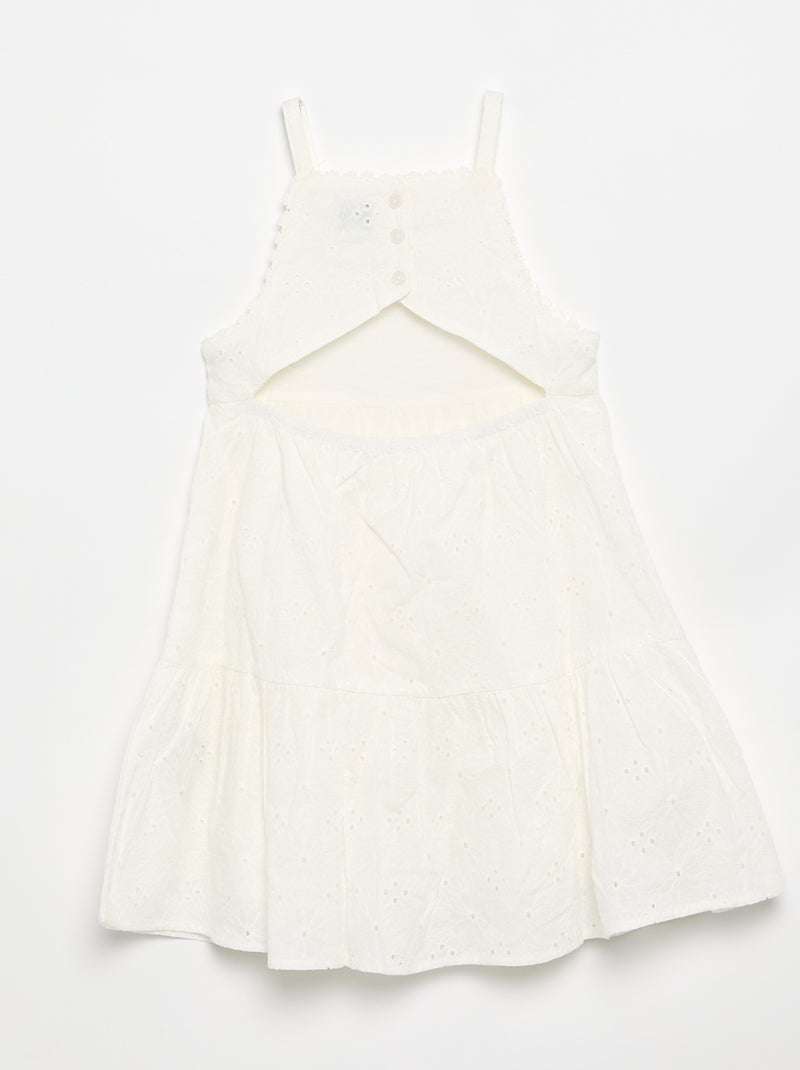 Trägerkleid mit Lochstickerei Blanc - Kiabi