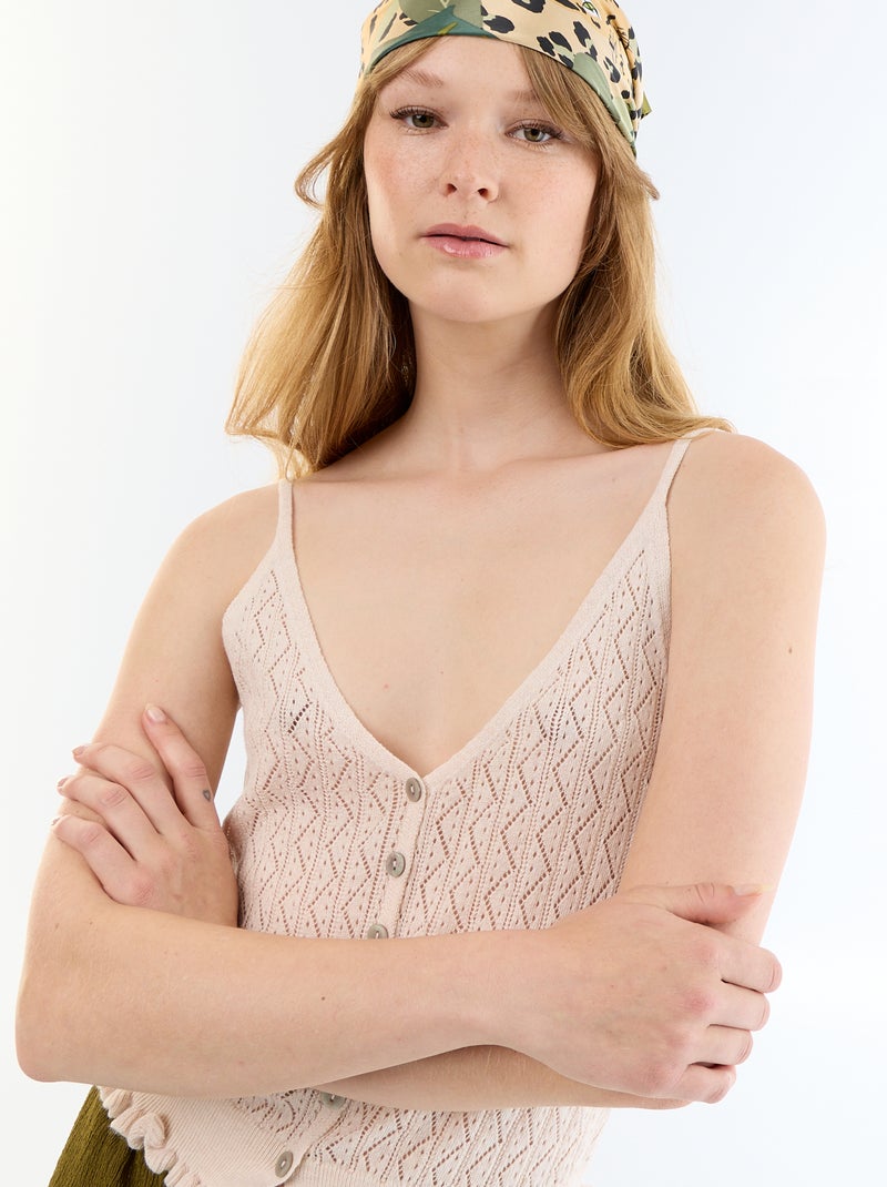 Trägertop aus Häkelstrick Beige - Kiabi