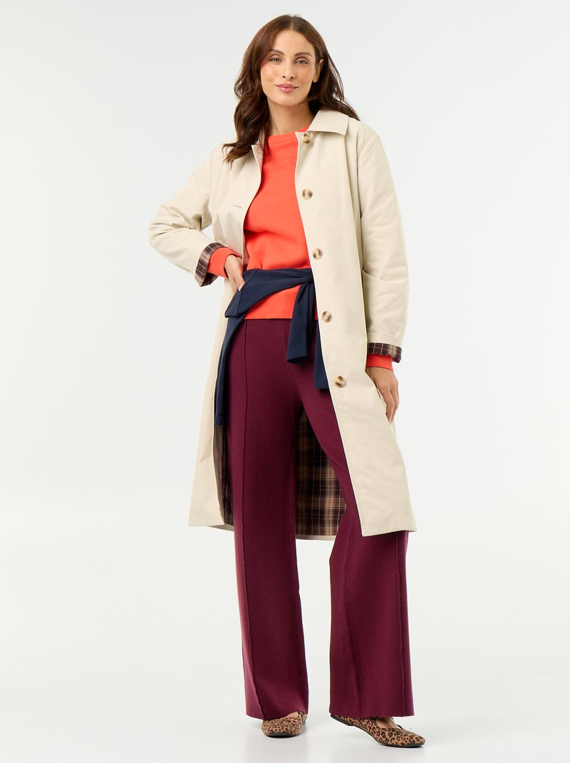 Trench a mezza lunghezza con fodera interna Marrone - Kiabi