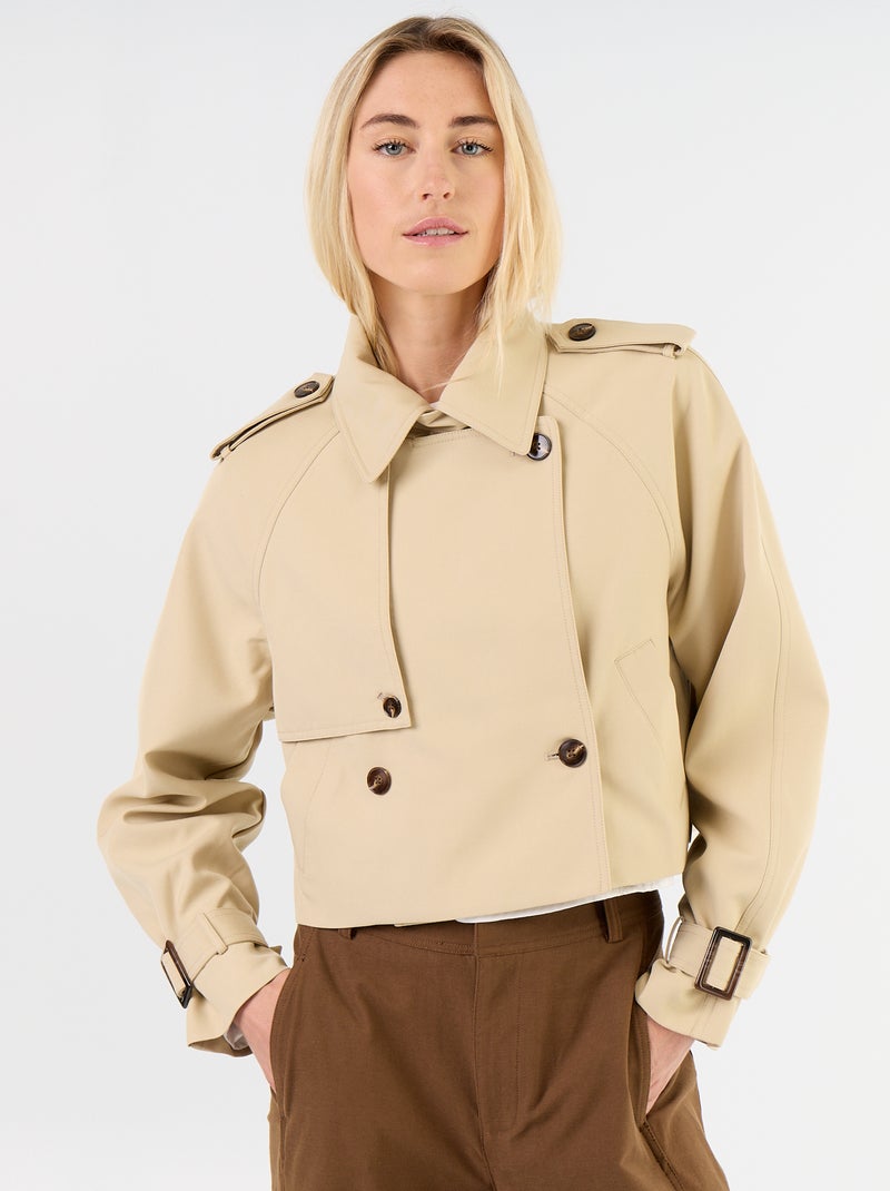 Trench corto in cotone Beige - Kiabi