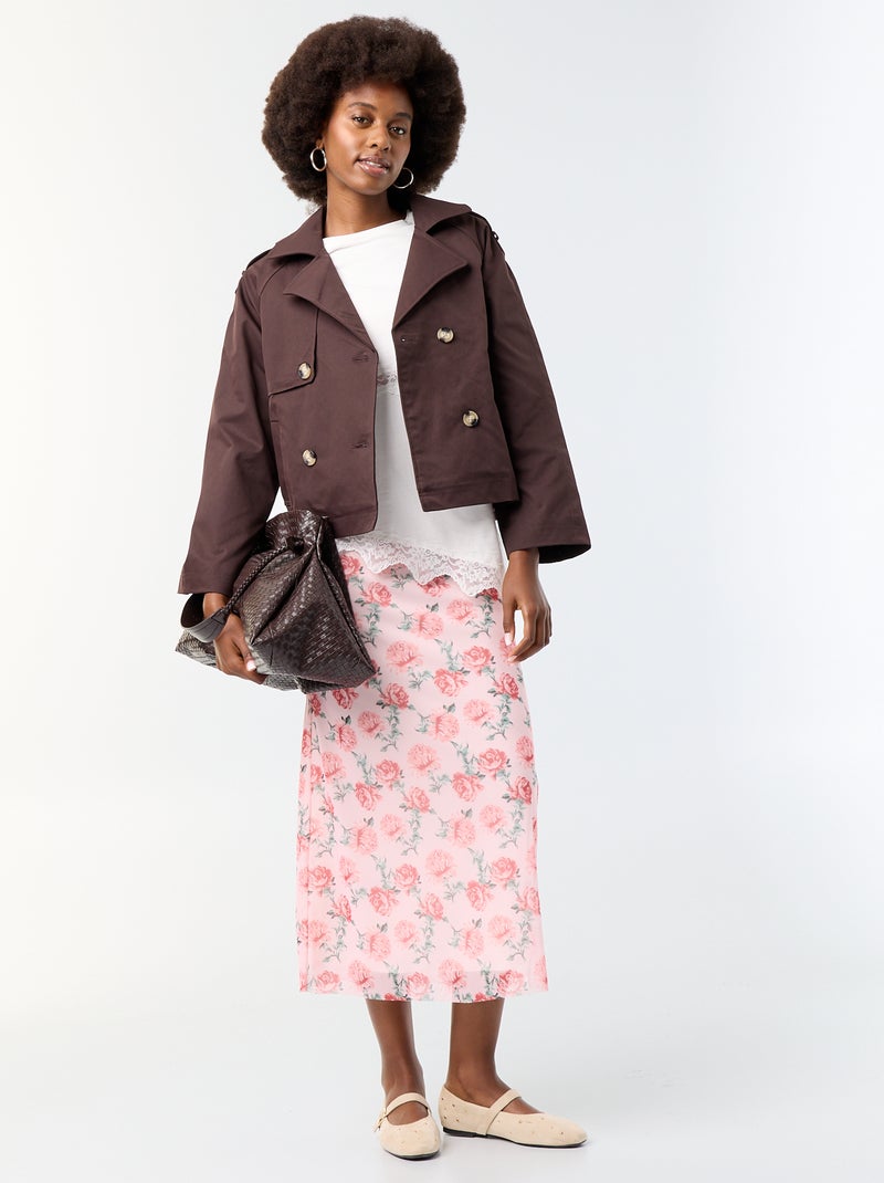 Trench corto in cotone Marrone - Kiabi