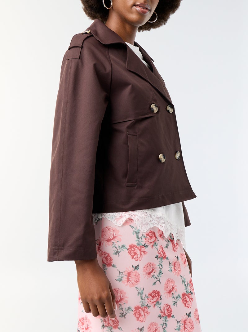 Trench corto in cotone Marrone - Kiabi