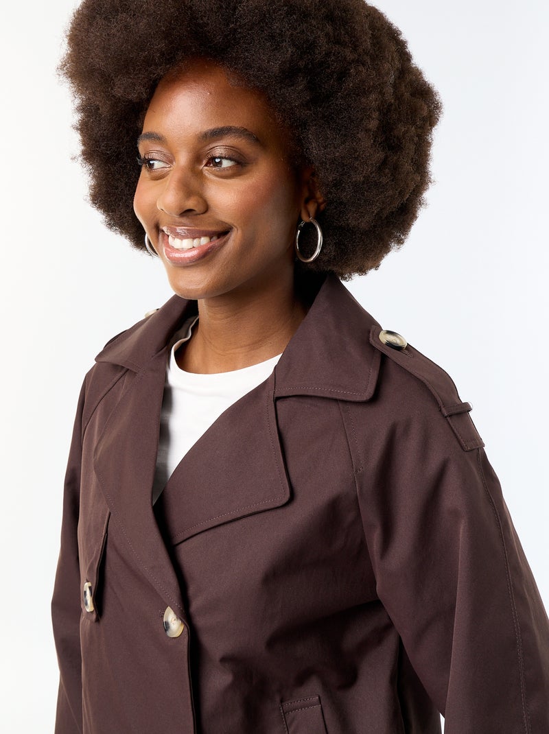 Trench corto in cotone Marrone - Kiabi