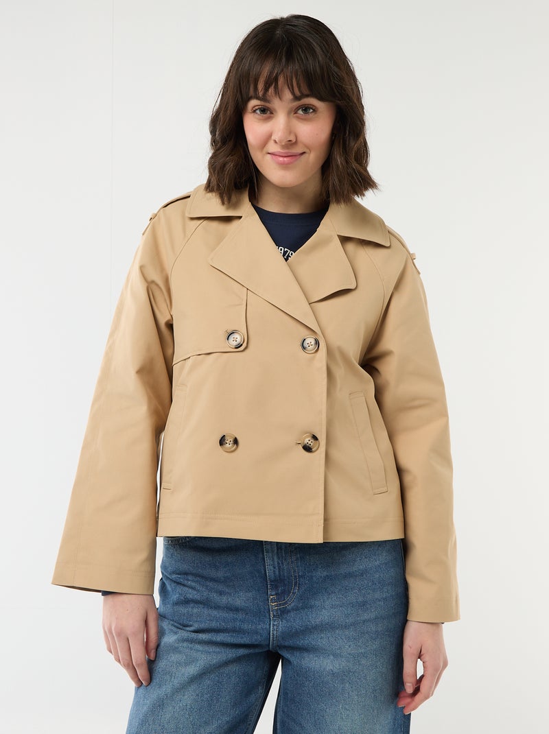 Trench court en coton Beige - Kiabi