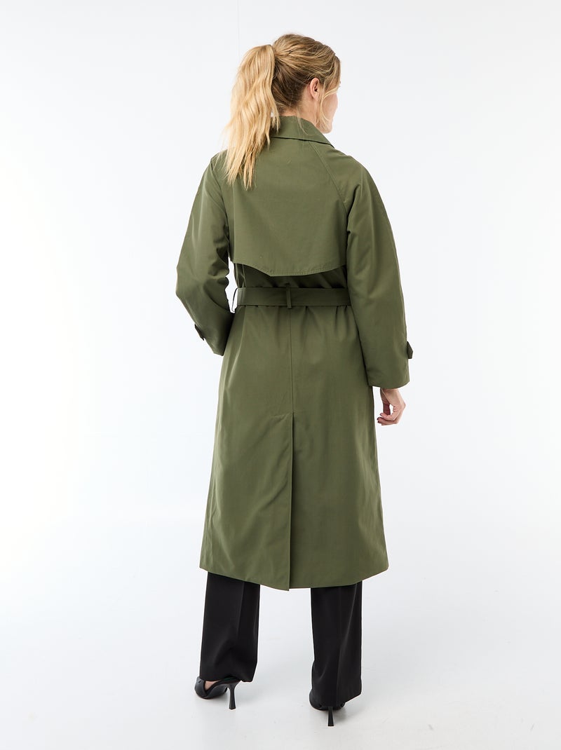 Trench long double boutonnage Vert - Kiabi