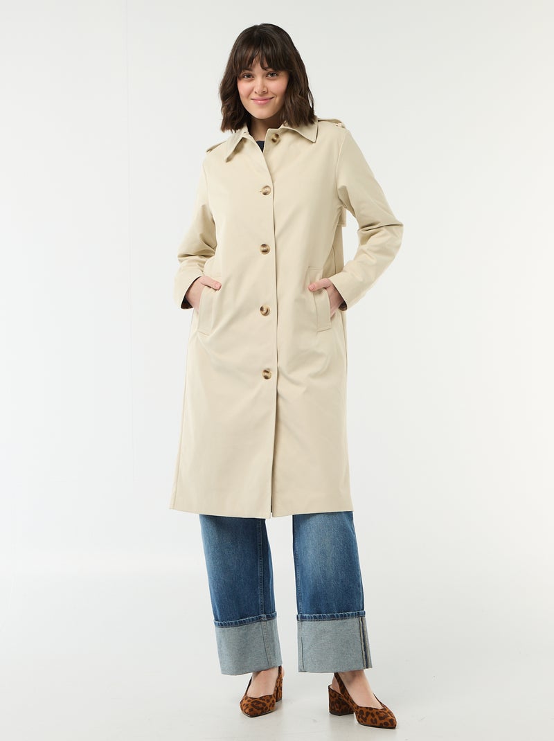 Trench mi-long à col chemiser Beige - Kiabi