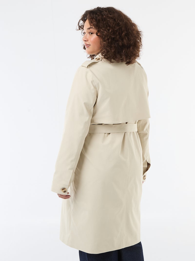 Trench mi-long à col chemiser Beige - Kiabi