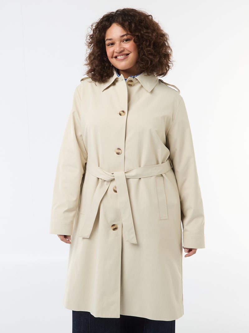 Trench midi con colletto a camicia Beige - Kiabi