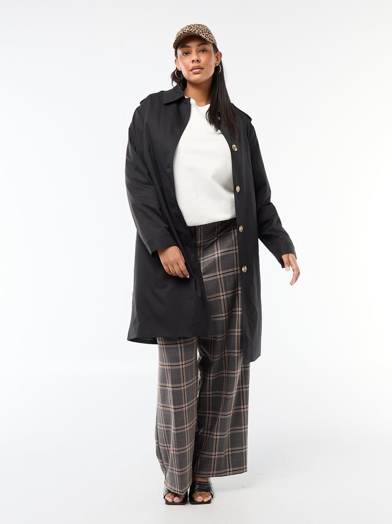 Trench midi con colletto a camicia Nero - Kiabi