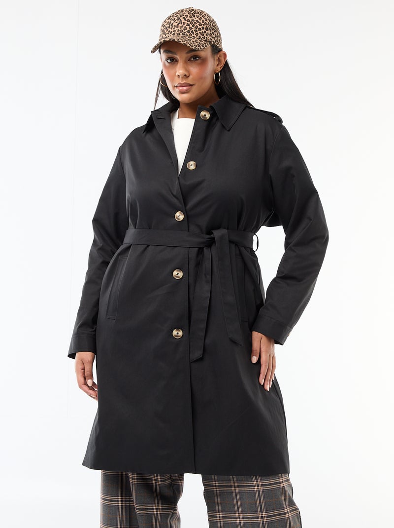 Trench midi con colletto a camicia Nero - Kiabi