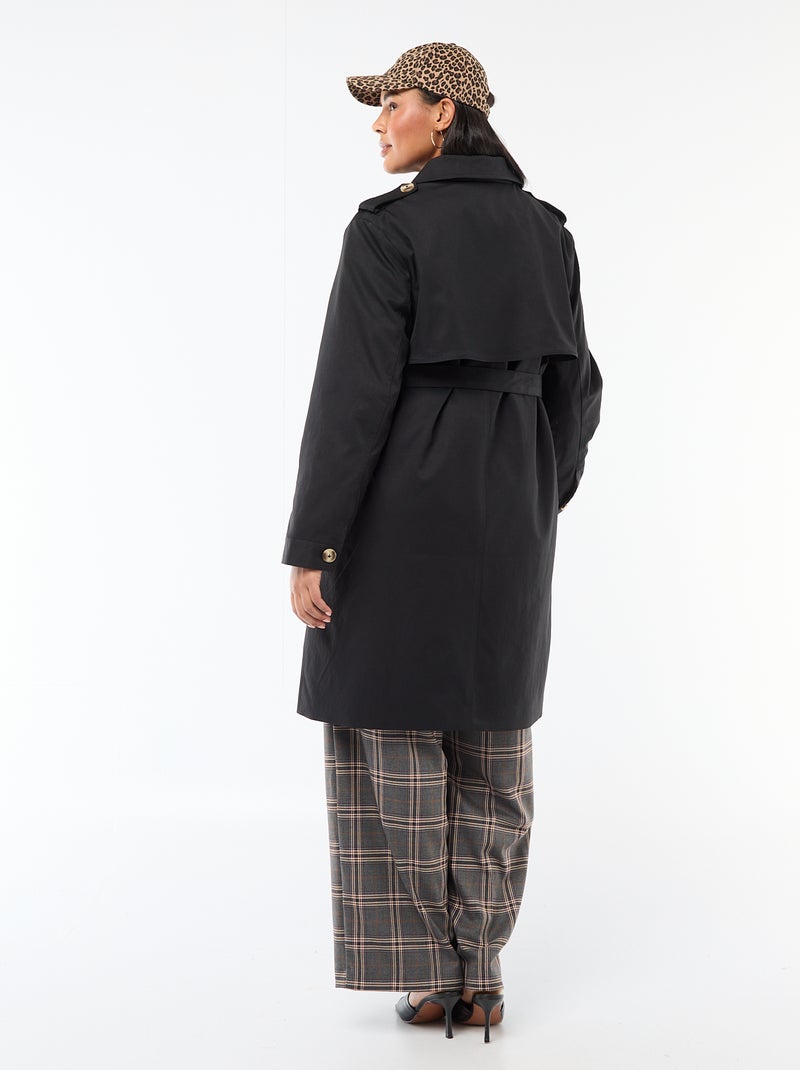 Trench midi con colletto a camicia Nero - Kiabi