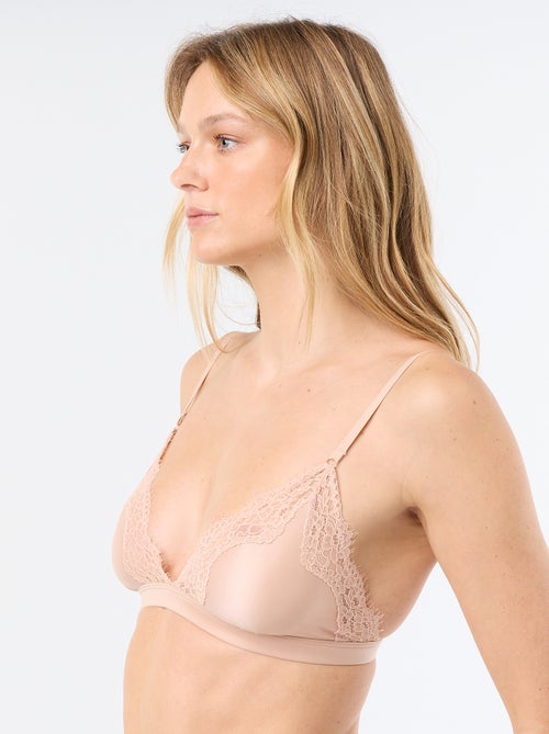 Triangel-BH aus satinierter Mikrofaser und Spitze - Kiabi