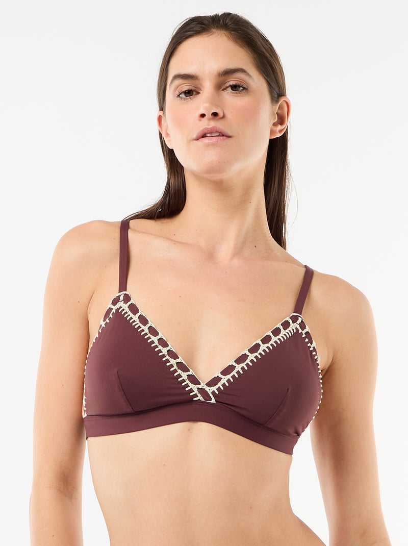 Triangle de bain avec bords macramé Marron - Kiabi