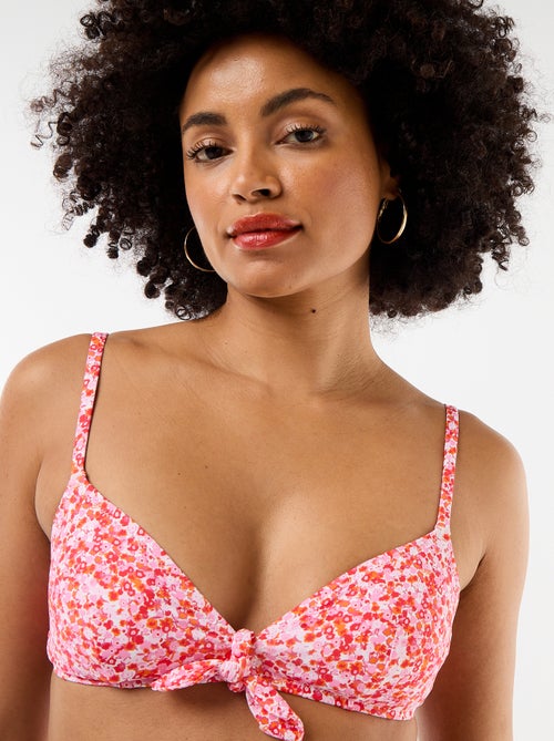 Triangle de bain fleuri avec noeud - Kiabi