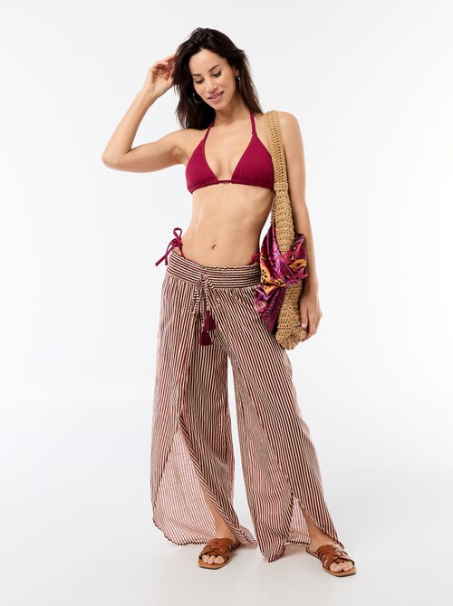 Triangle de bain maille texturée avec liens à nouer - Kiabi