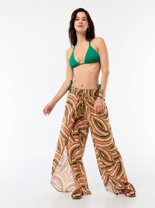 Triangle de bain maille texturée avec liens à nouer - Kiabi