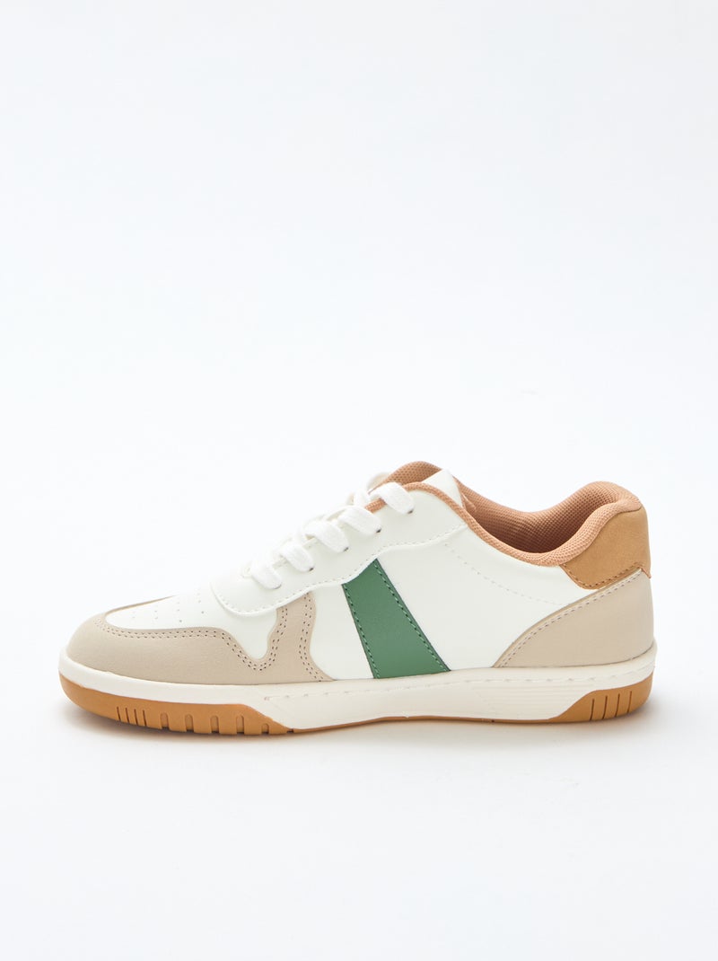 Tricolour Reinforced Low-Top Trainers White - Kiabi
