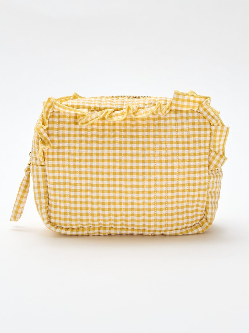 Trousse de toilette vichy avec volants Jaune - Kiabi