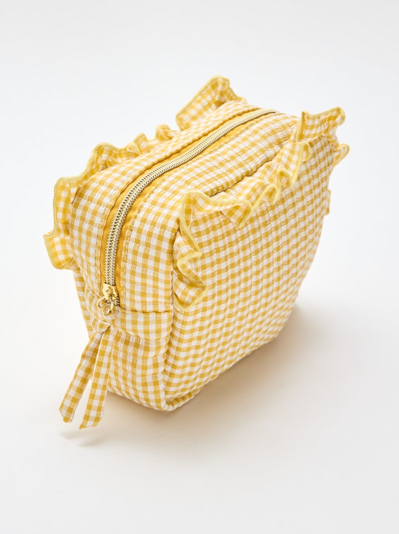Trousse de toilette vichy avec volants Jaune - Kiabi