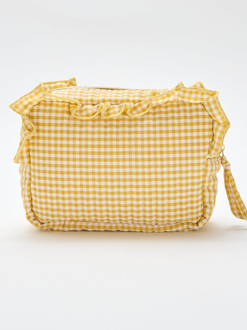 Trousse de toilette vichy avec volants Jaune - Kiabi