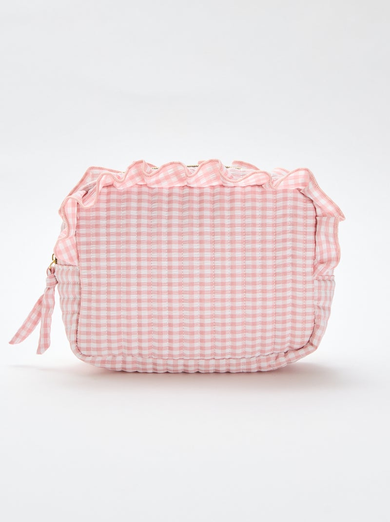 Trousse de toilette vichy avec volants Rose - Kiabi