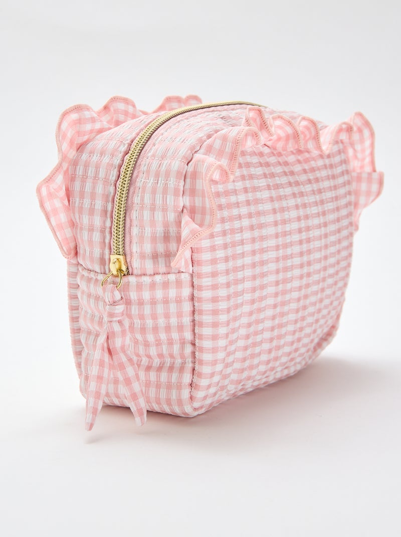 Trousse de toilette vichy avec volants Rose - Kiabi