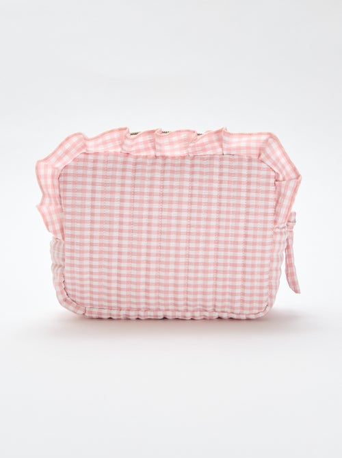 Trousse de toilette vichy avec volants - Kiabi