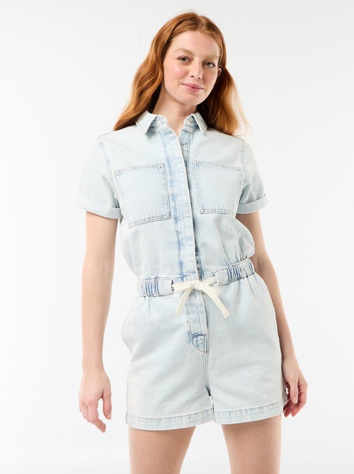 Tuta corta in denim - Kiabi